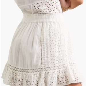 LoveShackFancy Baydar Embroidered Broderie Anglaise Cotton Skirt